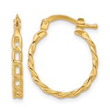 14K Yellow Gold Polished Curb Link Design Hoop Earrings, 19 mm