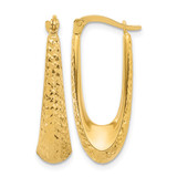 14K Yellow Gold Hollow Polished and Diamond-Cut Hoop Earrings, 25.5 mm
