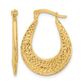 14K Yellow Gold Hollow Polished and Diamond-Cut Hoop Earrings, 25 mm