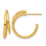 14K Yellow Gold Polished J-Hoop Earrings, 20 mm