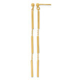 14K Yellow Gold Hollow Polished 3 Bar Dangle Earrings, 69 mm