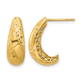 14K Yellow Gold Hollow Polished and Diamond-Cut J-Hoop Earrings, 18 mm