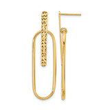 14K Yellow Gold Hollow Polished and Diamond-Cut Oval Dangle Earrings, 45.75 mm