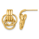 14K Yellow Gold Polished Circles Post Drop Earrings, 17.25 mm