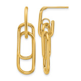 14K Yellow Gold Polished Post Dangle Earrings, 36 mm, 15.8 mm Wide