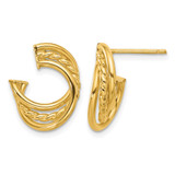 14K Yellow Gold Hollow Polished and Twisted Stud Earrings, 16.8 mm