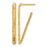 14K Yellow Gold Polished and Diamond-Cut Triangle J-Hoop Post Earrings, 32.5 mm