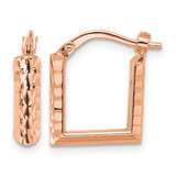 14K Yellow Gold with Rose Rhodium-Plated Polished/Diamond-Cut Square Hoop Earrings, 15.5 mm