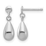 Rhodium-Plated 14K White Gold Polished Teardrop Dangle Earrings, 16 mm