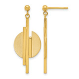 14K Yellow Gold Polished and Brushed Dangle Earrings, 37 mm