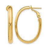 14K Yellow Gold Polished Oval Hoop Single Earring, Omega Clip Back