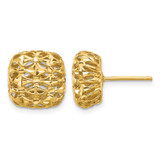 14K Yellow Gold Polished Puffed Square Stud Earrings, 12.2 mm