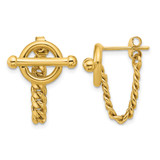 14K Yellow Gold Polished Toggle Chain Post Drop Earrings, 21.75 mm