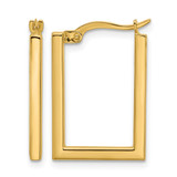 14K Yellow Gold Hollow Polished Rectangle Hoop Earrings, 22 mm