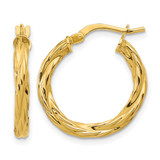 14K Yellow Gold Polished Twisted Round Hoop Earrings, 20 mm