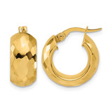 14K Yellow Gold Hollow Polished and Diamond-Cut Hoop Earrings, 17.5 mm