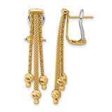 14K Yellow Gold Hollow Polish/Texture/Diamond-Cut Fancy Dangle Omega Drop Earrings, 38 mm