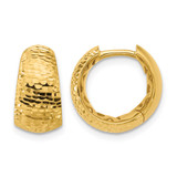 14K Yellow Gold Hollow Polished and Diamond-Cut Huggie Hoop Earrings, 14.4 mm