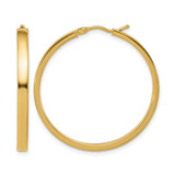 14K Yellow Gold Polished Square Tube Round Hoop Earrings, 35 mm