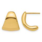 14K Yellow Gold Hollow Polished Curve Post Drop Earrings, 17 mm