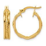 14K Yellow Gold Polished and Twisted Hoop Earrings, 19.5 mm