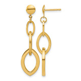 14K Yellow Gold Polished and Brushed Fancy Post Dangle Earrings, 41.3 mm