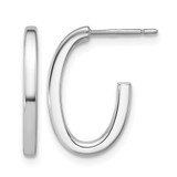 Rhodium-Plated 14K White GoldWhite Gold Polish 2.0 mm Flat Oval Post J-Hoop Earrings, 18 mm Long
