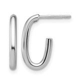 Rhodium-Plated 14K White Gold Polished 2.0 mm Oval Post J-Hoop Earrings, 16 mm Long