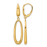 14K Yellow Gold Polished Tapered Oval Leverback Dangle Earrings, 43 mm