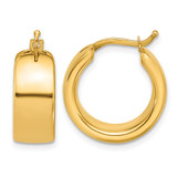 14K Yellow Gold Hollow Polished 7.7 mm Round Hoop Earrings, 18 mm Long