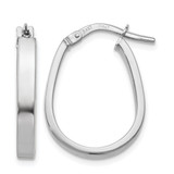 Rhodium-Plated 14K White Gold Hollow Polished U-Shape Hoop Earrings, 21 mm