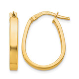 14K Yellow Gold Hollow Polished U-Shape Hoop Earrings, 21 mm