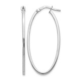 Rhodium-Plated 14K White Gold Hollow Polished Oval Hoop Earrings, 40 mm