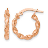 14K Rose Gold Hollow Twisted Hoop Earrings, 16 mm