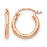 14K Rose Gold Hollow 2 x 12 mm Polished Hoop Earrings