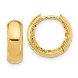 14K Yellow Gold High Polished Wide Huggie Hoop Earrings