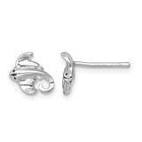 Sterling Silver Rhodium-Plated Polished Cownose Stingray Stud Earrings, 8.3 mm
