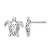 Sterling Silver Rhodium-Plated Polished Flower Back Turtle Stud Earrings, 13.5 mm
