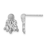 Sterling Silver Rhodium-Plated Polished Octopus Stud Earrings, 12.5 mm