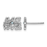 Sterling Silver Rhodium-Plated Polished 'Make Waves' Crystal Stud Earrings, 7.7 mm