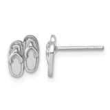Sterling Silver Rhodium-Plated Polished Double Flip Flop Stud Earrings, 8.6 mm