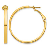 14K Yellow Gold Hollow 3 x 35 mm Polished Square Tube Omega Back Round Hoop Earrings