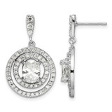 Sterling Silver Circle Cubic Zirconia Dangle Earrings, 27 mm