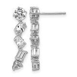 Cheryl M Sterling Silver Rhodium-Plated Polished Fancy Multi-Cut Cubic Zirconia Post Dangle Earrings, 25.4 mm