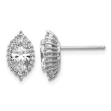 Cheryl M Sterling Silver Rhodium-Plated Polished Marquise Cubic Zirconia Halo Stud Earrings, 12.3 mm