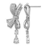 Cheryl M Sterling Silver Rhodium-Plated Polished Fancy Cubic Zirconia Bow Post Dangle Earrings, 40.5 mm