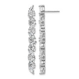 Cheryl M Sterling Silver Rhodium-Plated Polished Fancy Cubic Zirconia Post Dangle Earrings, 49.25 mm