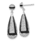 Sterling Silver Cubic Zirconia & Black Enamel Dangle Earrings, 34.4 mm