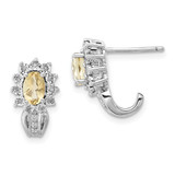 Rhodium-Plated Sterling Silver 0.1ct Diamond & Oval Lemon Quartz Drop Earrings, 17 mm