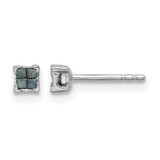 White Night Sterling Silver Rhodium-Plated Blue 0.12ct Diamond Stud Earrings, 4 mm